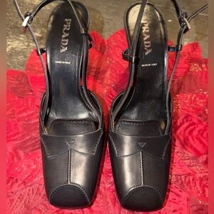 Prada Black Leather Heels